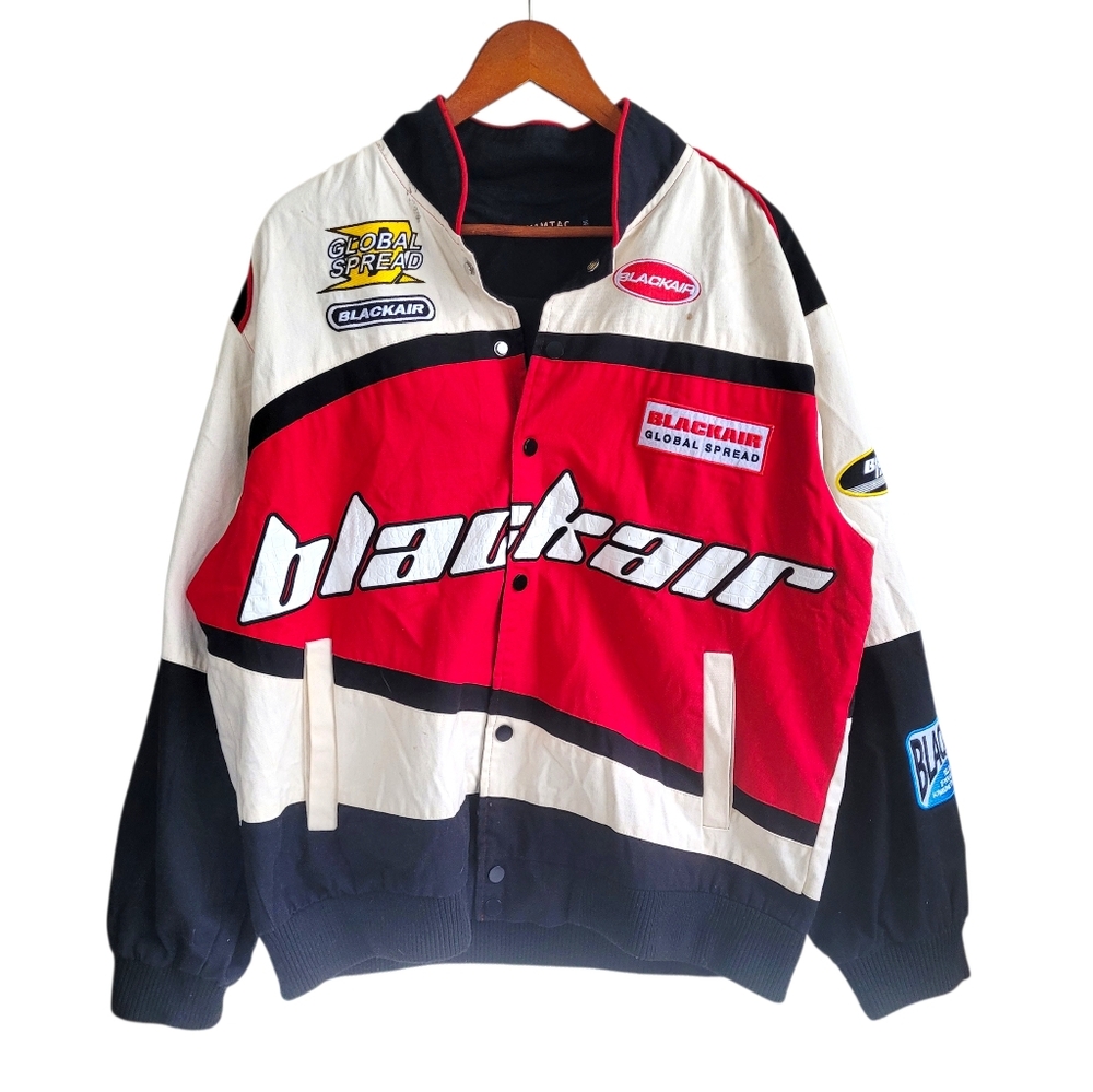 Blackair Moto Motorcycle Jacket Black Red Mens Medium